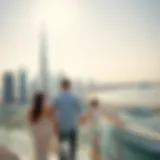 Dubai Skyline with Family Representation Visual representation of Dubai's skyline with family