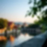 A scenic view of the Danube River showcasing picturesque riverside properties