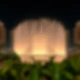 Mesmerizing view of the Dubai Mall fountain show illuminated at night