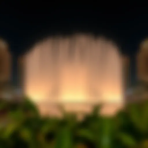 Nighttime Spectacle of the Fountain Show Mesmerizing view of the Dubai Mall fountain show illuminated at night